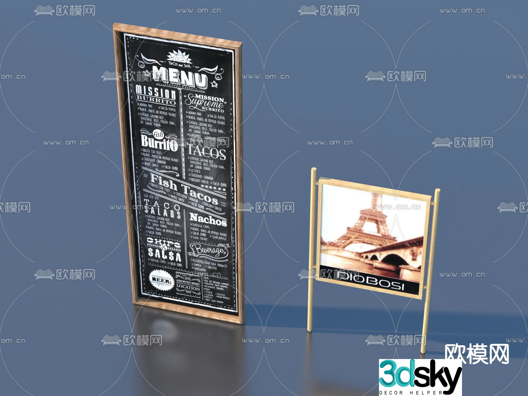 Billboard shop sign 3d model