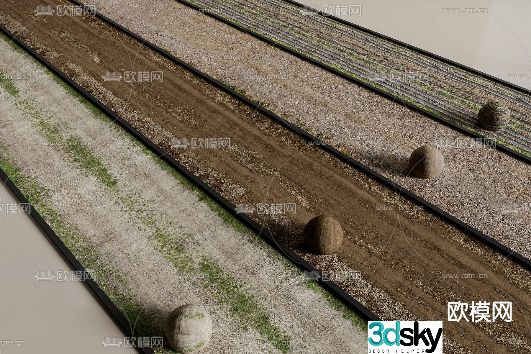 Modern dirt road dirt road 3d model