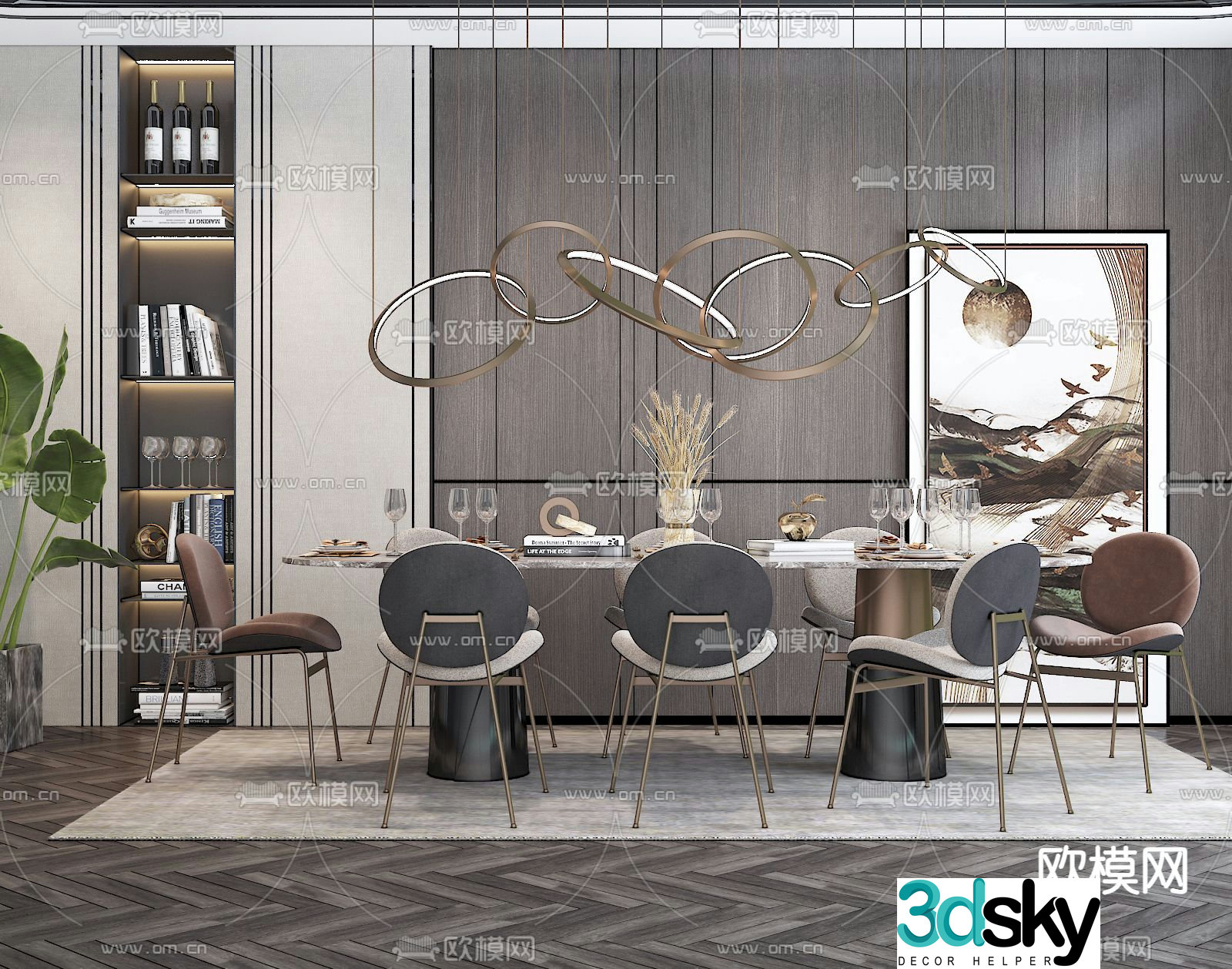 Bar dining table and chairs slate dining table 3d model