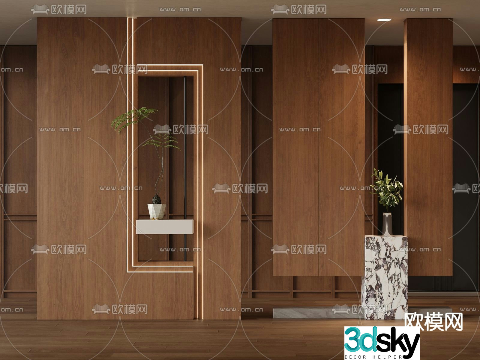 Middle-aged style entrance partition 3D model