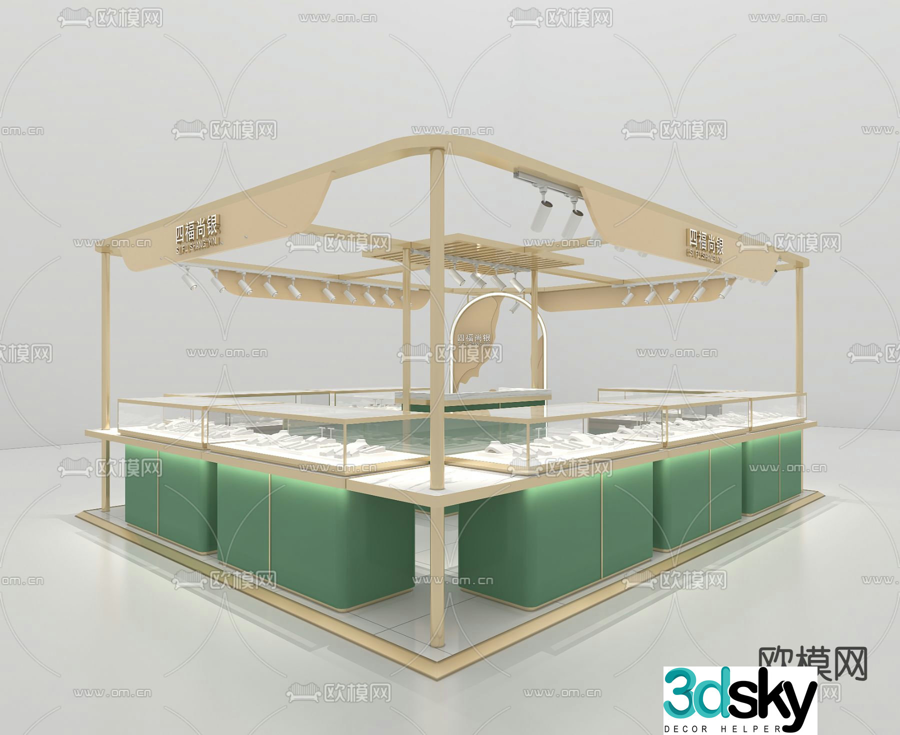 Modern jewelry store 3d model