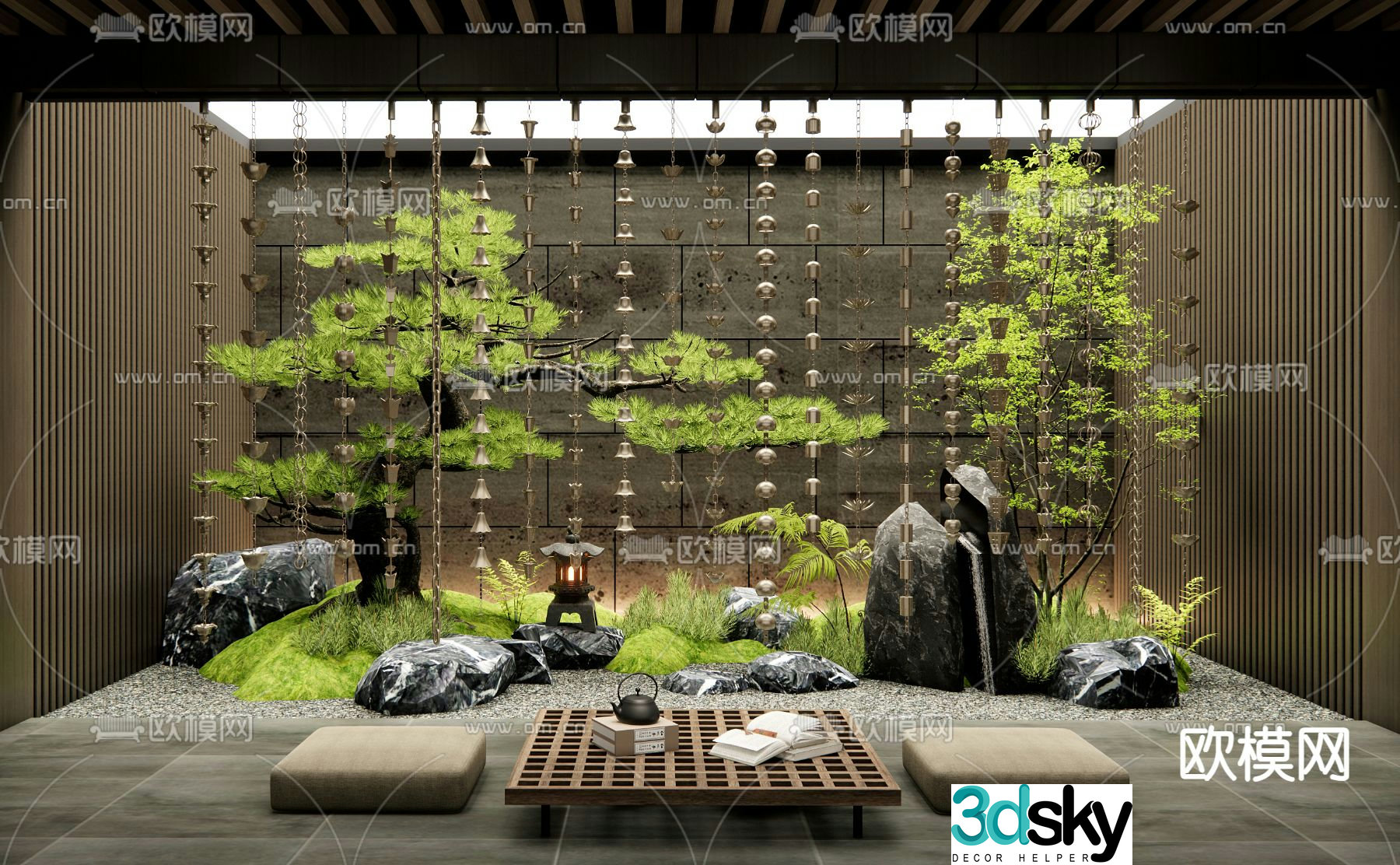 Courtyard landscape patio garden 3d model