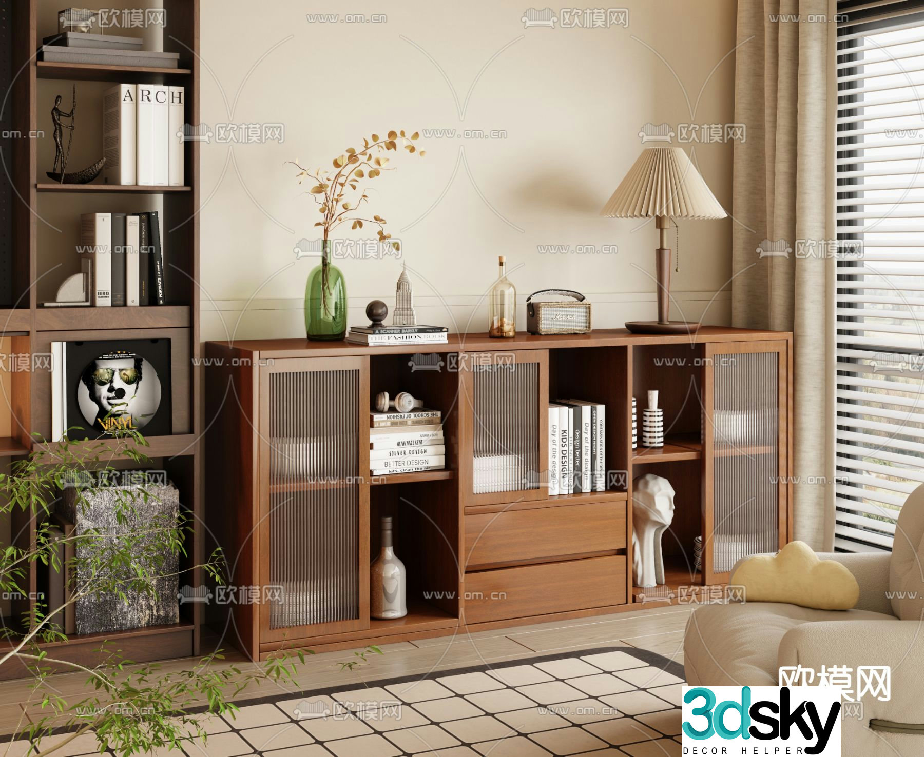 Medieval style entrance cabinet locker 3d model