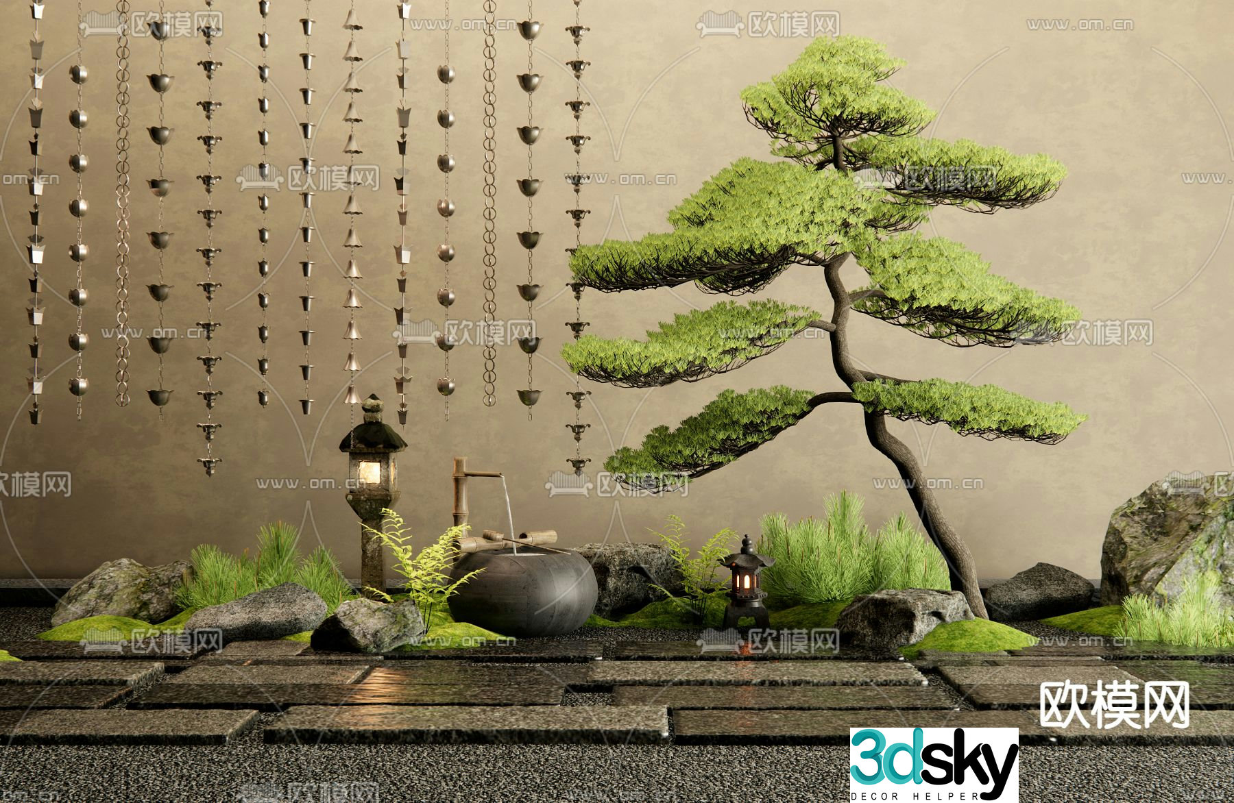 Japanese dry landscape 3D model