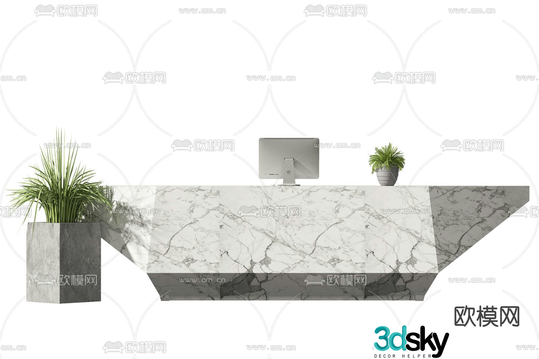 Modern front desk reception desk service desk 3d model
