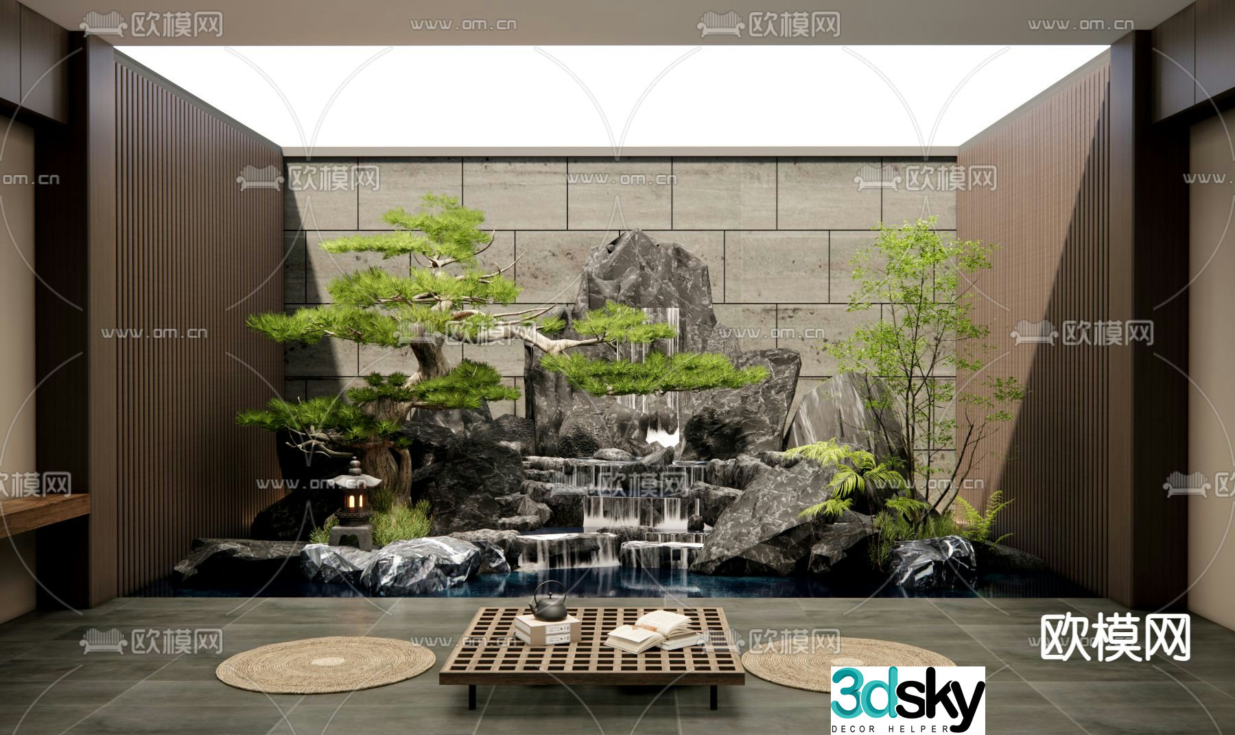 New Chinese style rockery waterscape 3D model