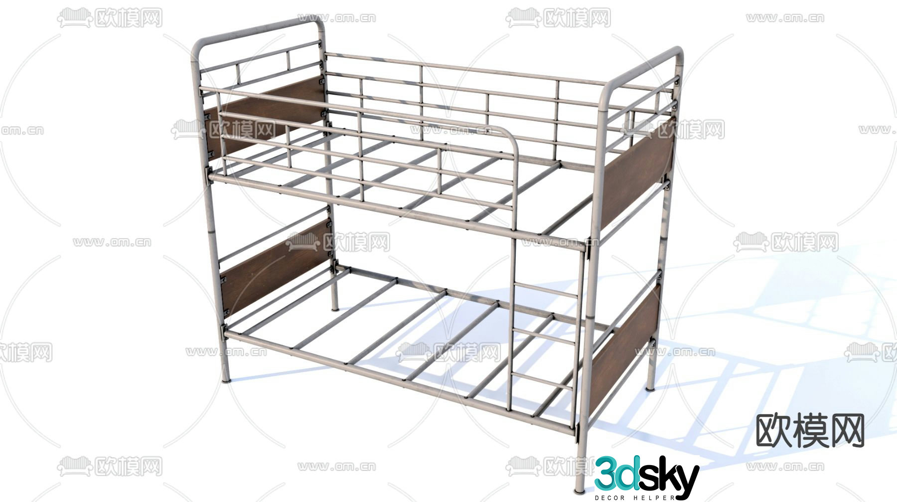 Student dormitory bed bunk bed 3d model