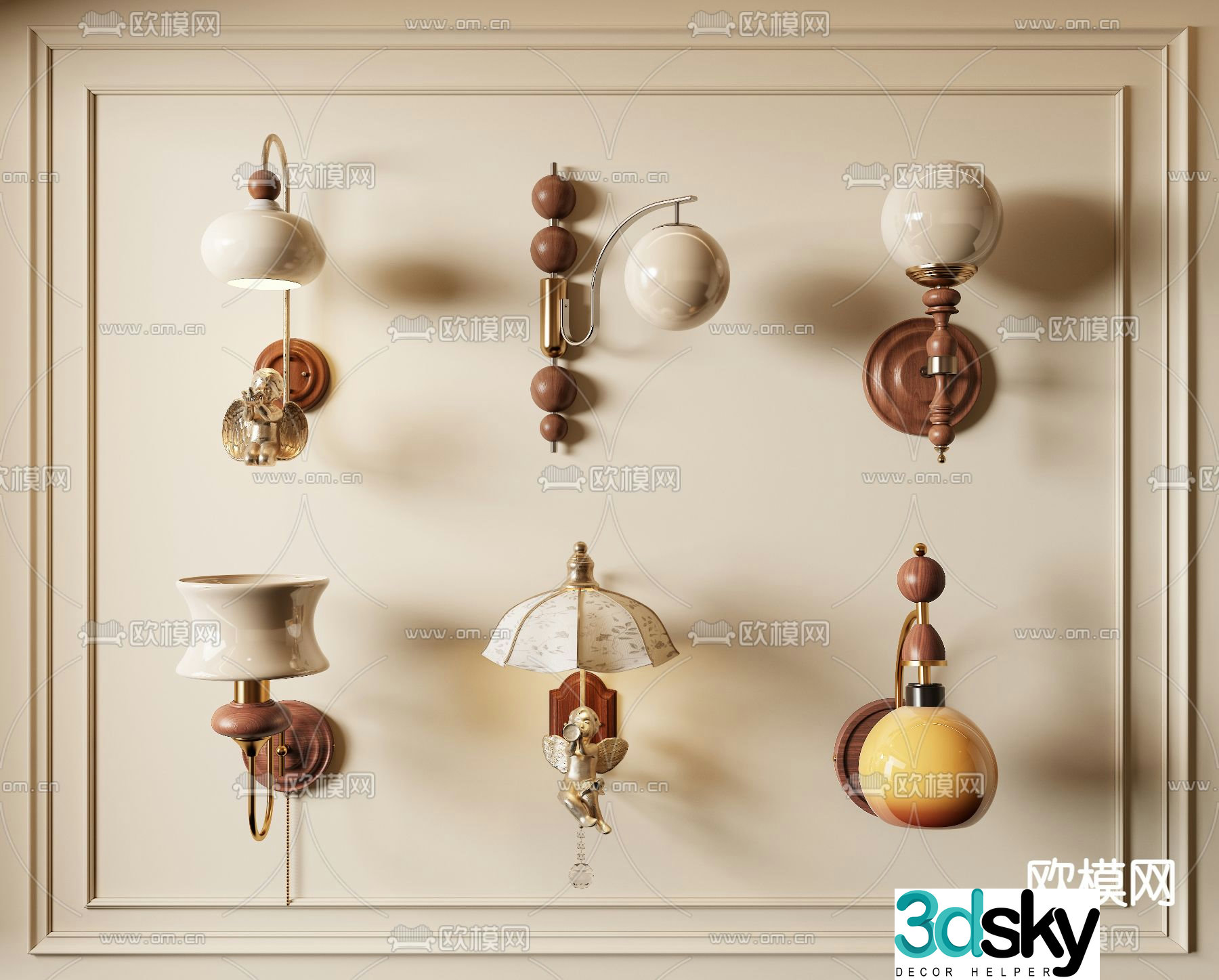 Medieval style wall lamp 3d model