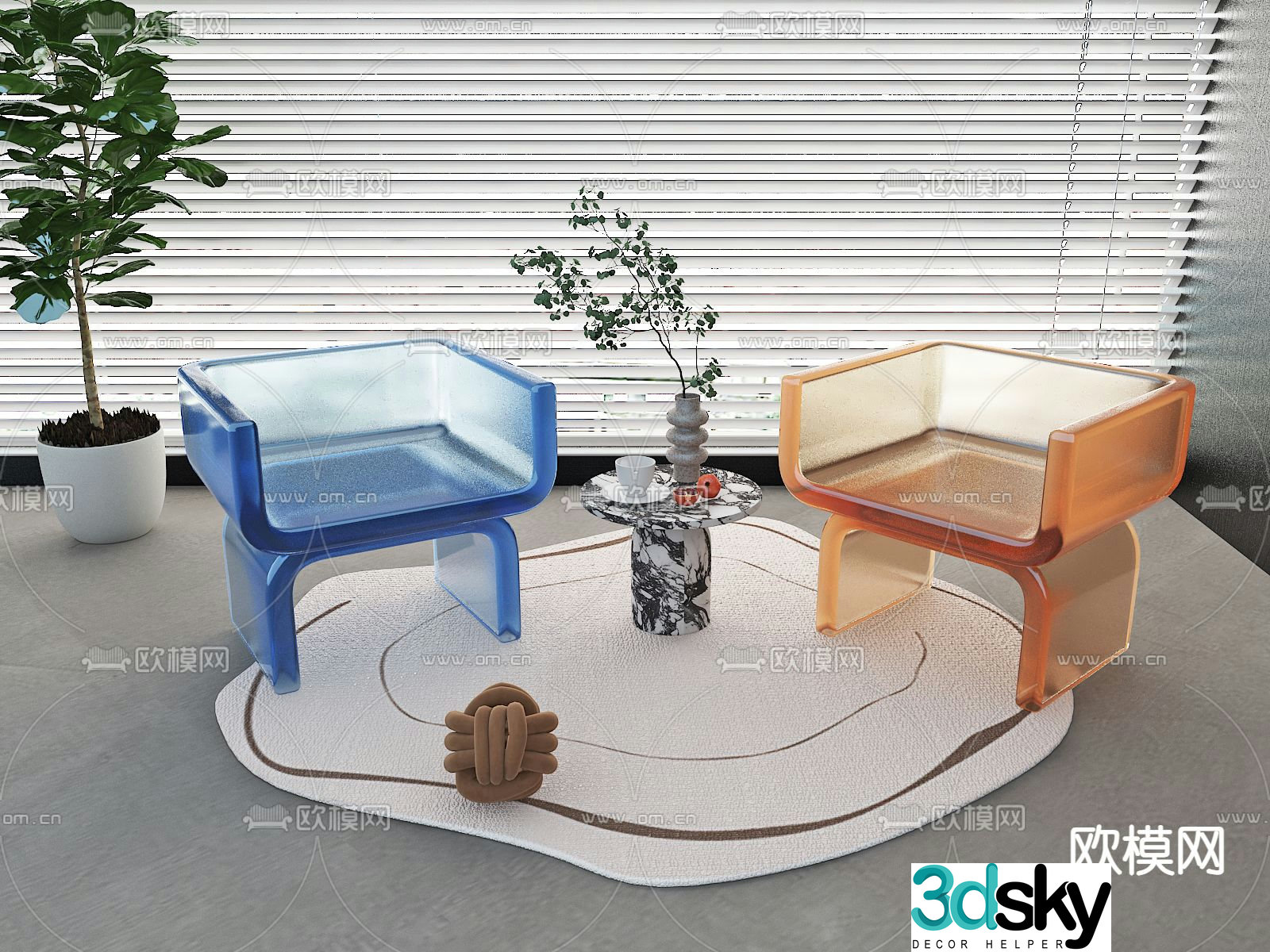 Acrylic chair leisure chair 3d model