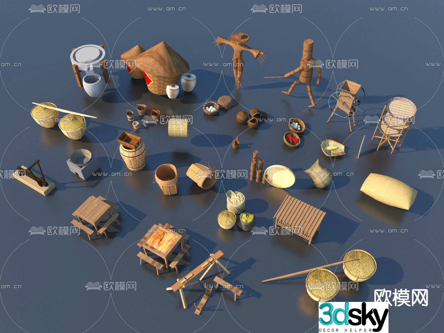 Chinese farming sketch 3D model