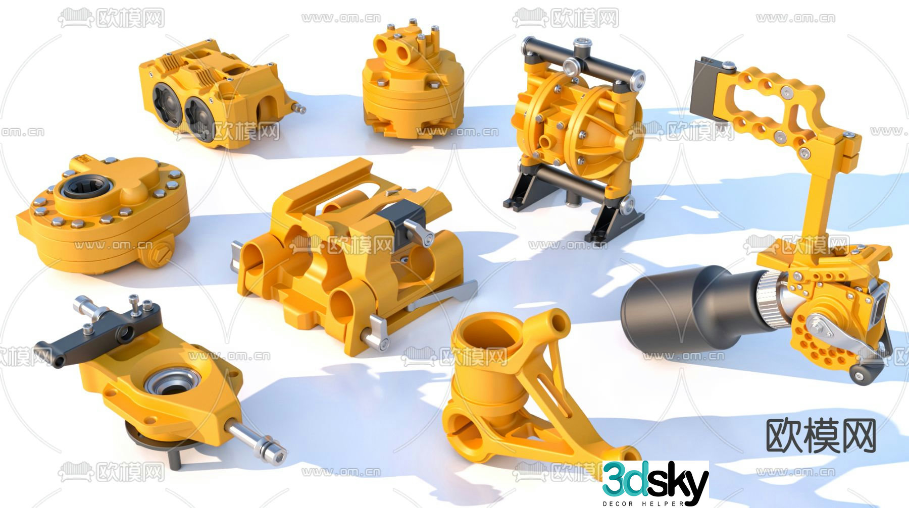 Industrial machine parts 3d model