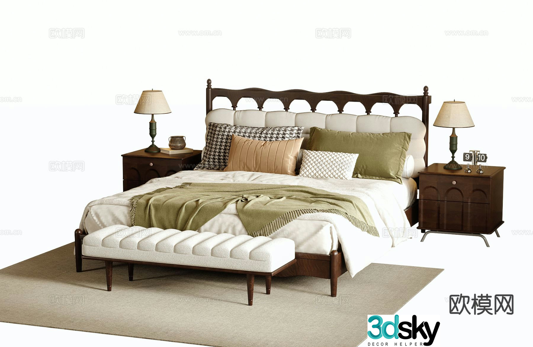 Medieval style double bed 3d model