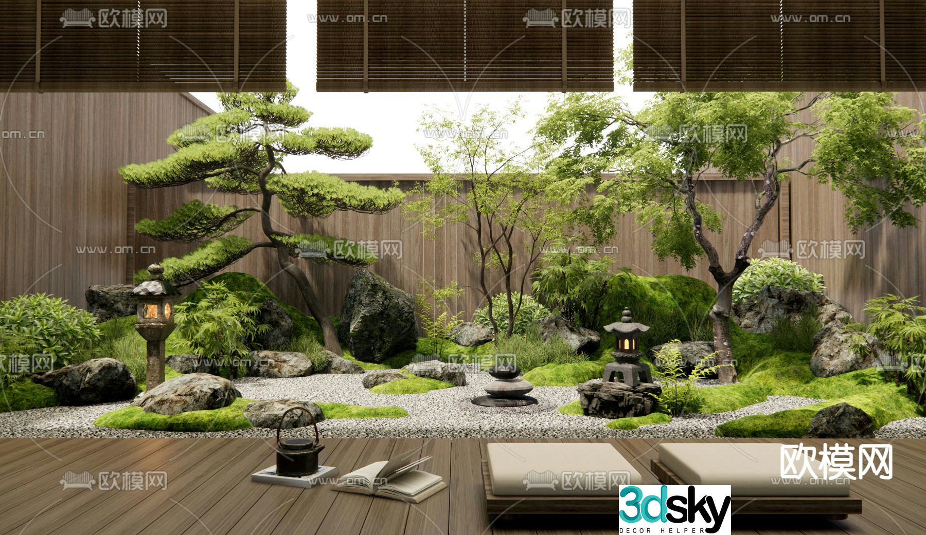Japanese garden landscape 3d model