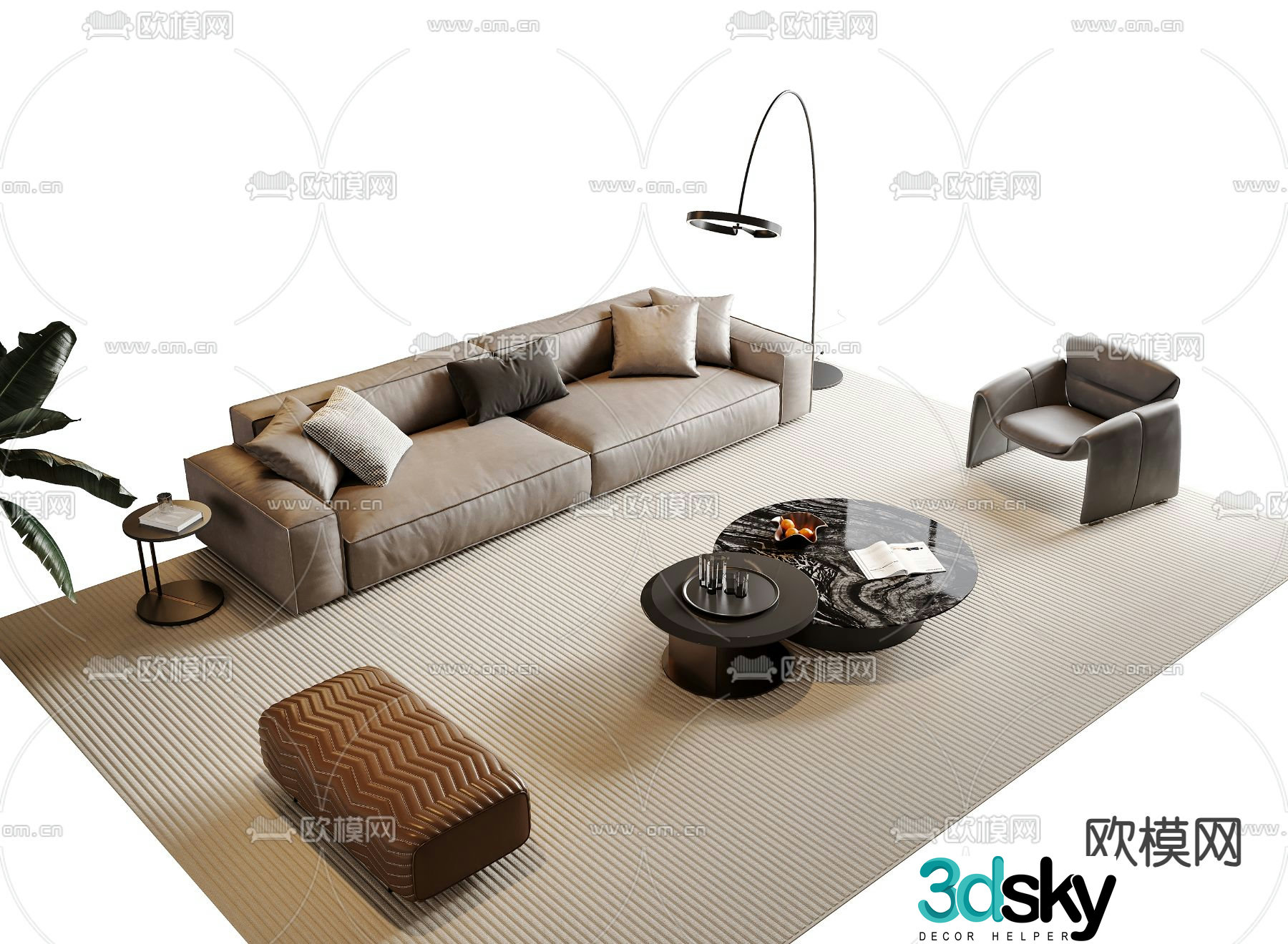 Italian sofa modular sofa 3d model