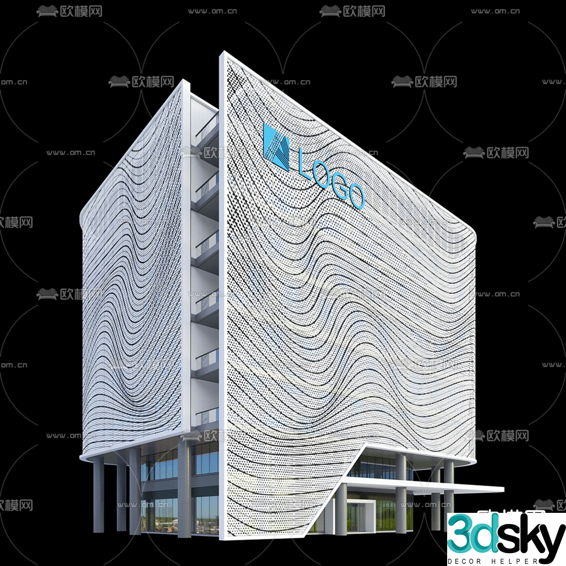 Modern office building 3d model