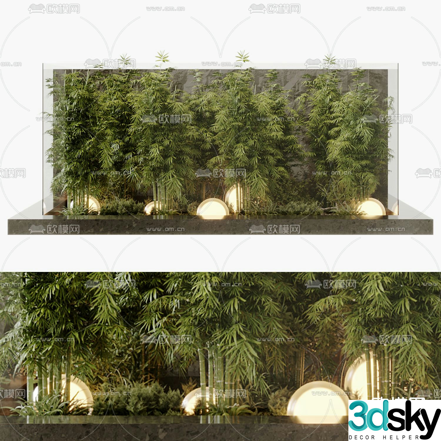 Landscape green plants bamboo landscaping 3d model