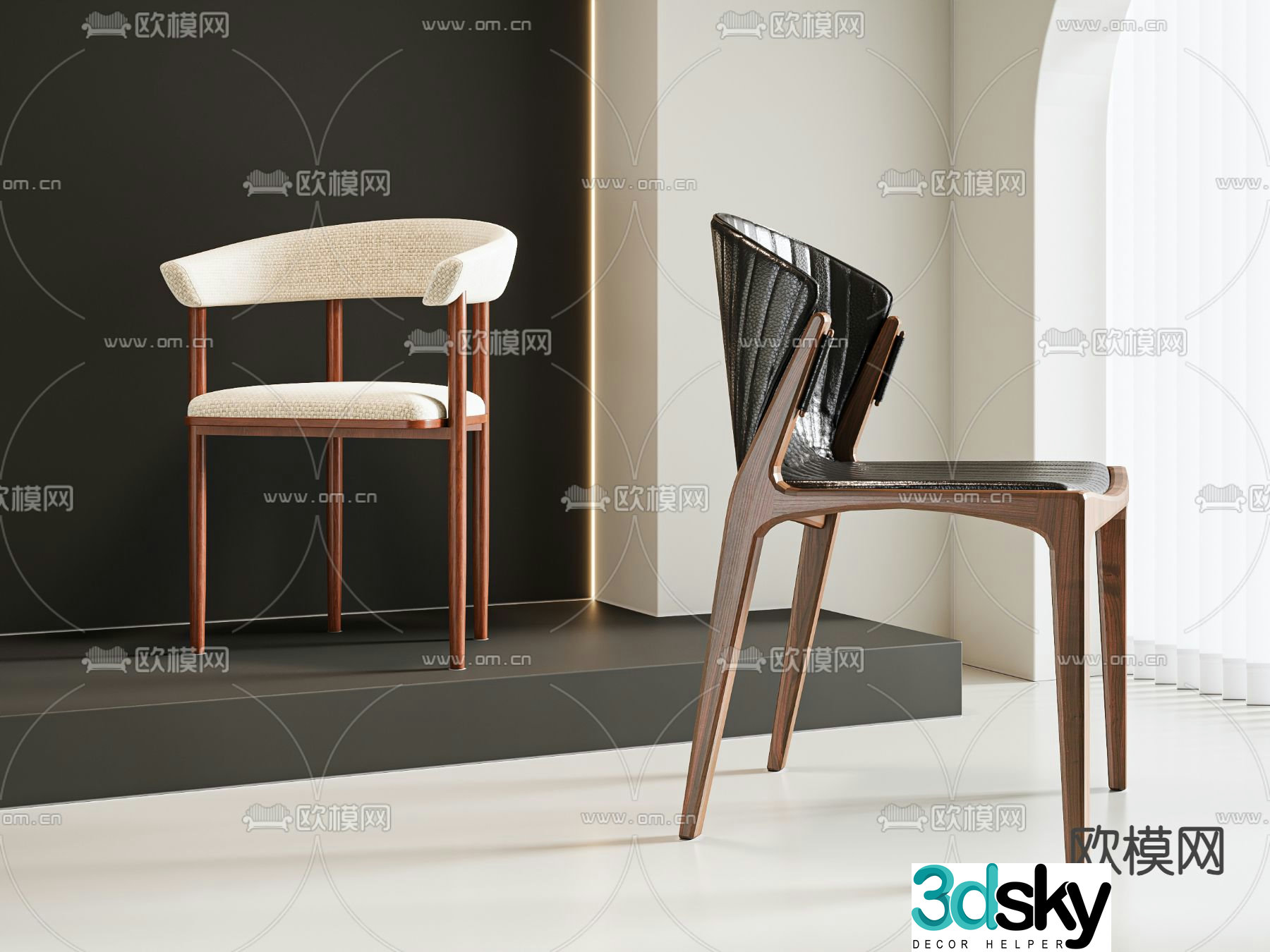 Medieval style chair single chair dining chair 3d model