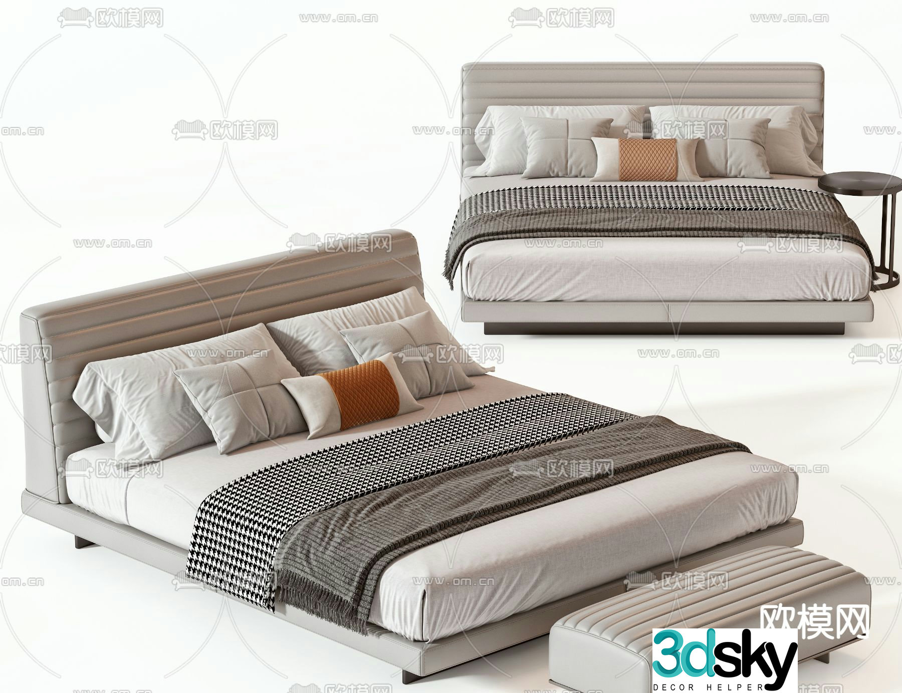 Modern double bed 3d model