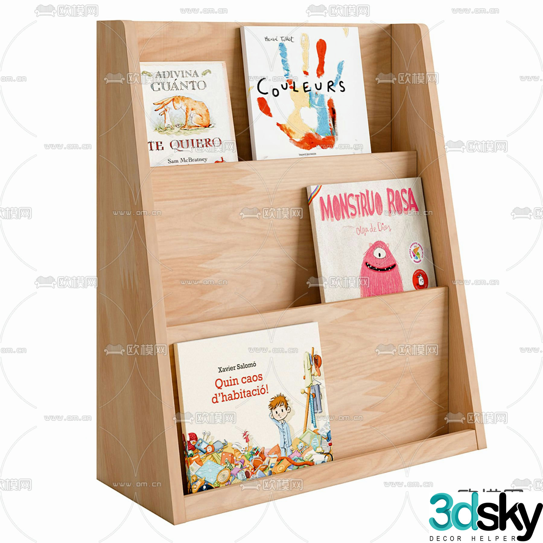 Modern children’s cabinet bookshelf 3d model