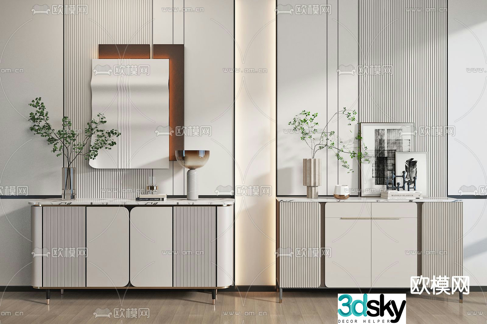 Light luxury entrance cabinet Duanjing cabinet 3D model