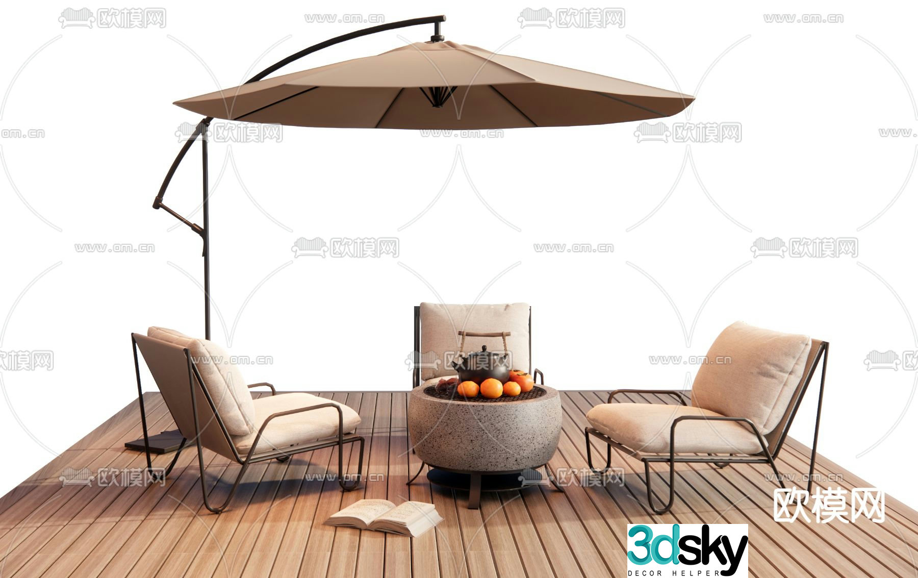 Outdoor chair Leisure chair Garden chair Parasol 3d model