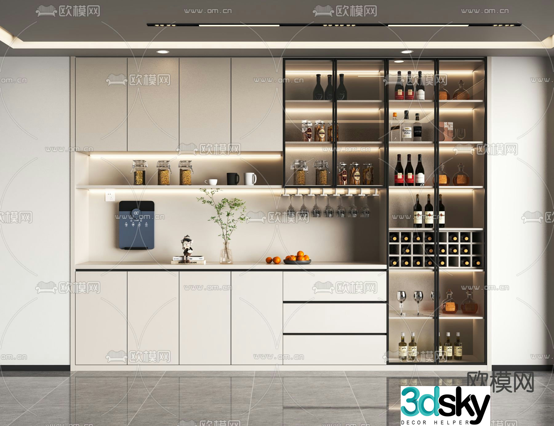 Modern wine cabinet sideboard 3d model