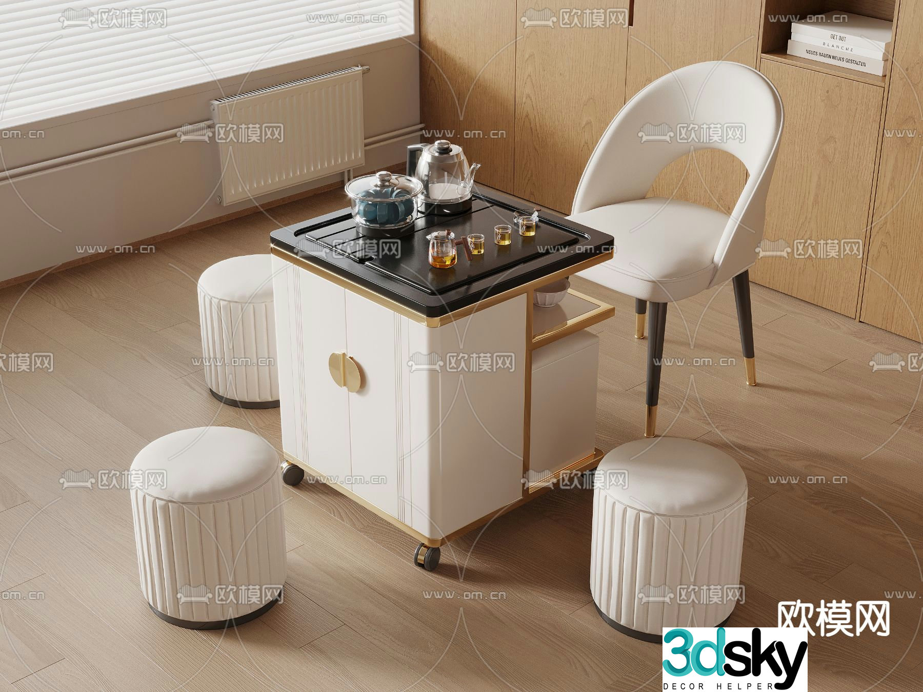 Light luxury tea table tea table 3d model