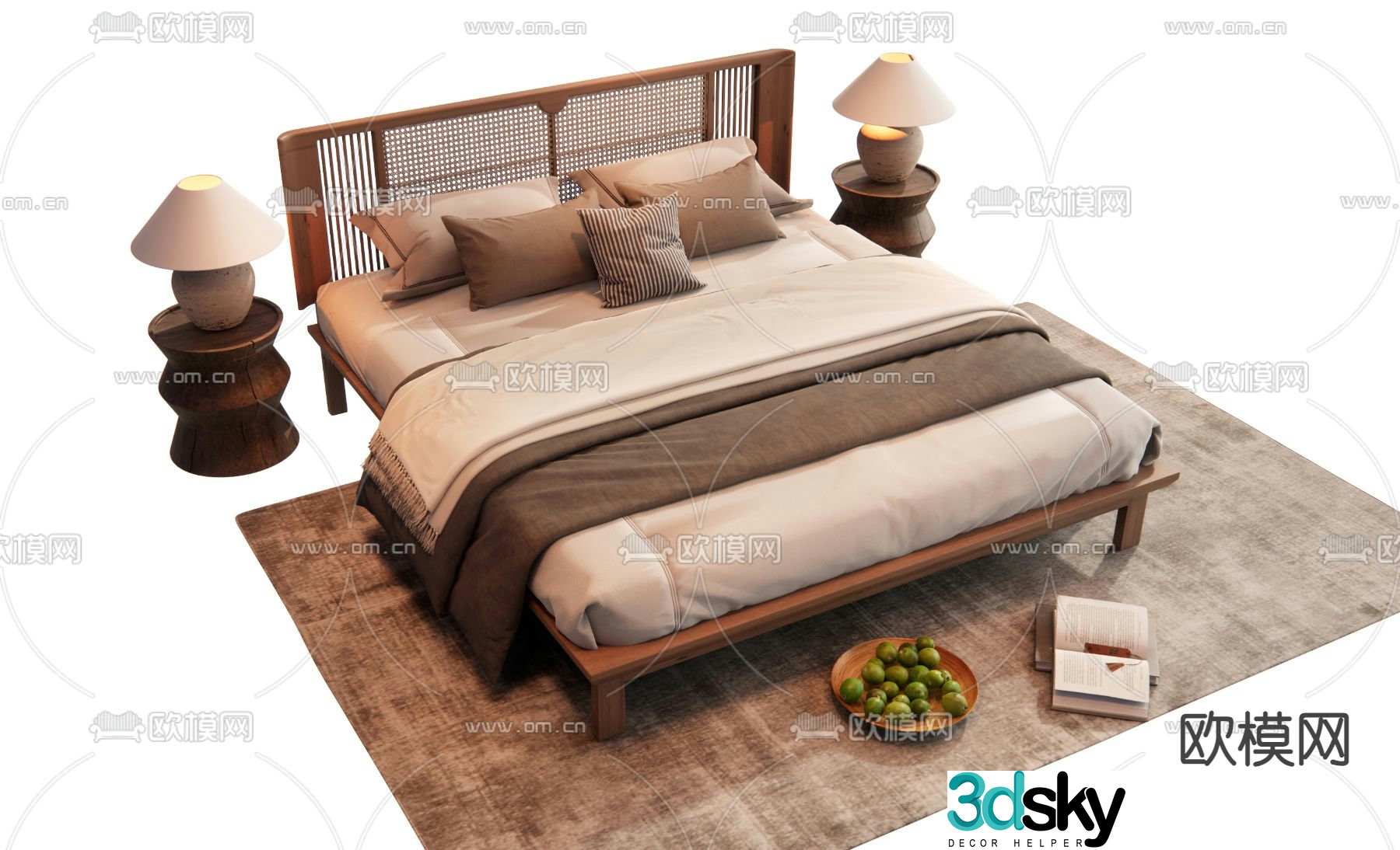 Medieval style double bed 3d model
