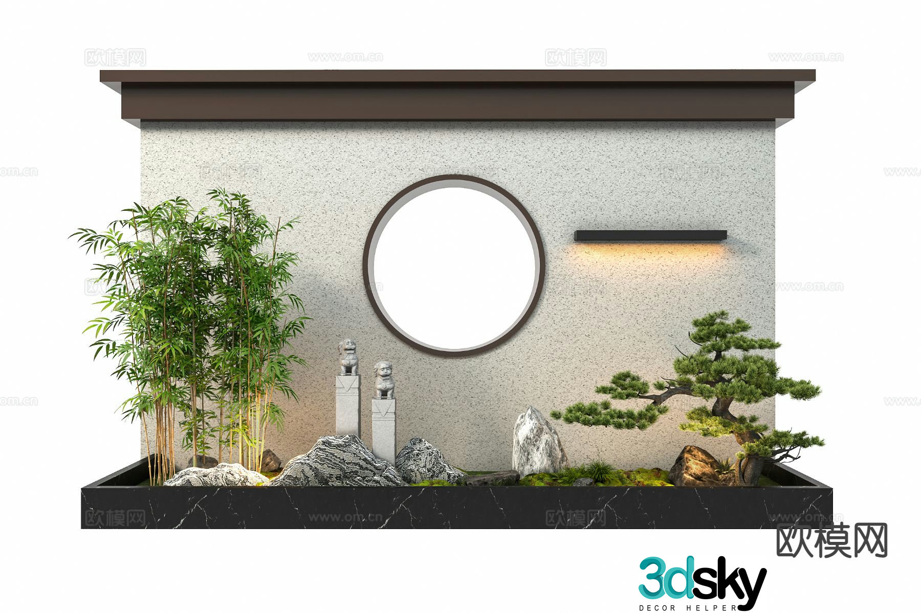 Chinese courtyard landscape wall 3D model