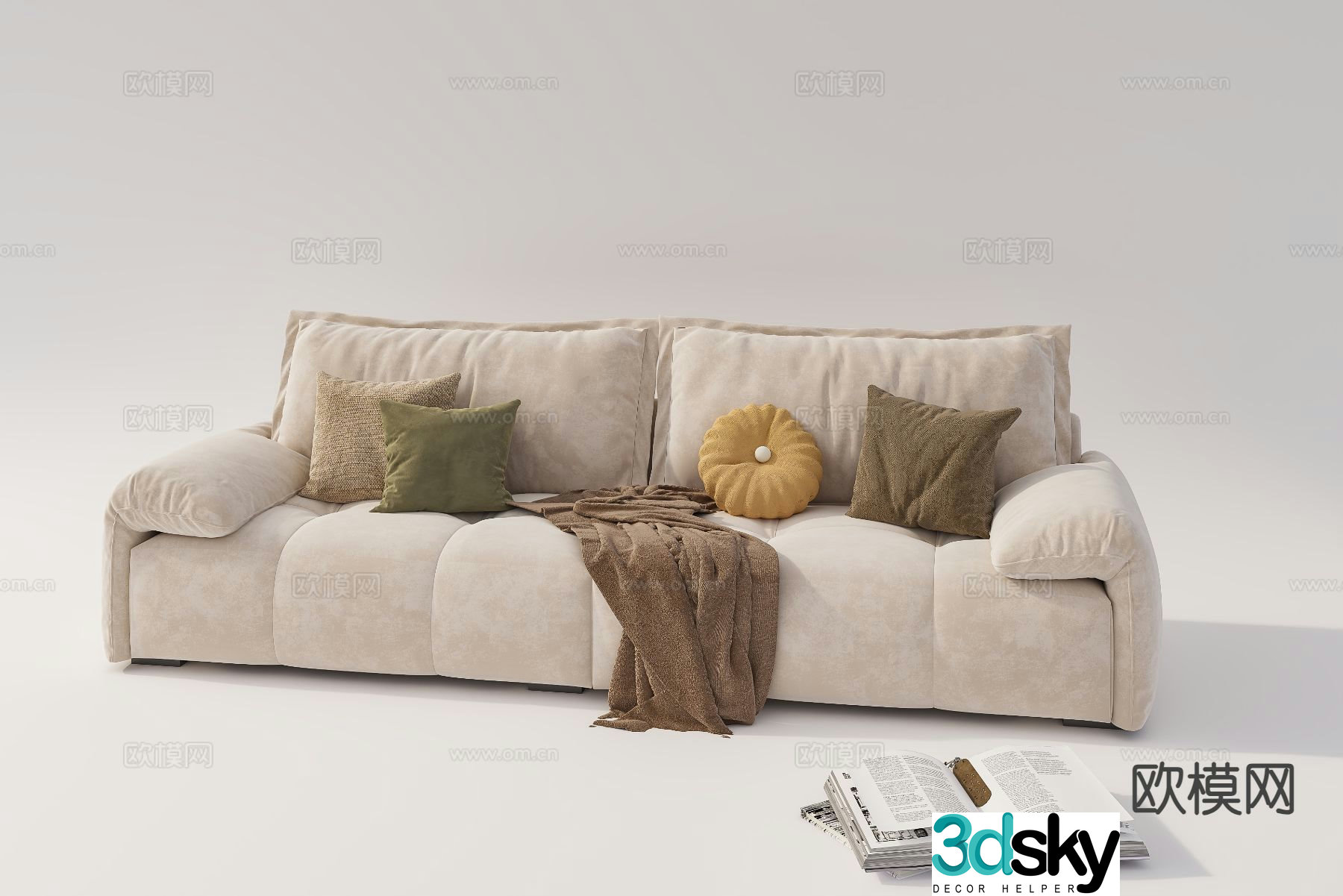 Double sofa upholstered sofa 3d model