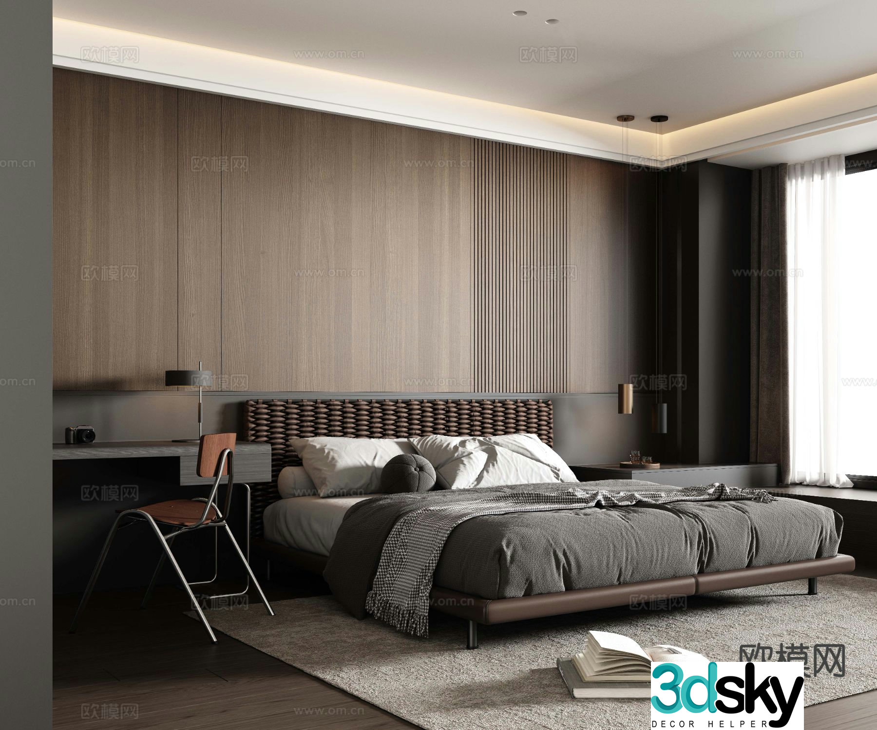 Italian double bed 3d model