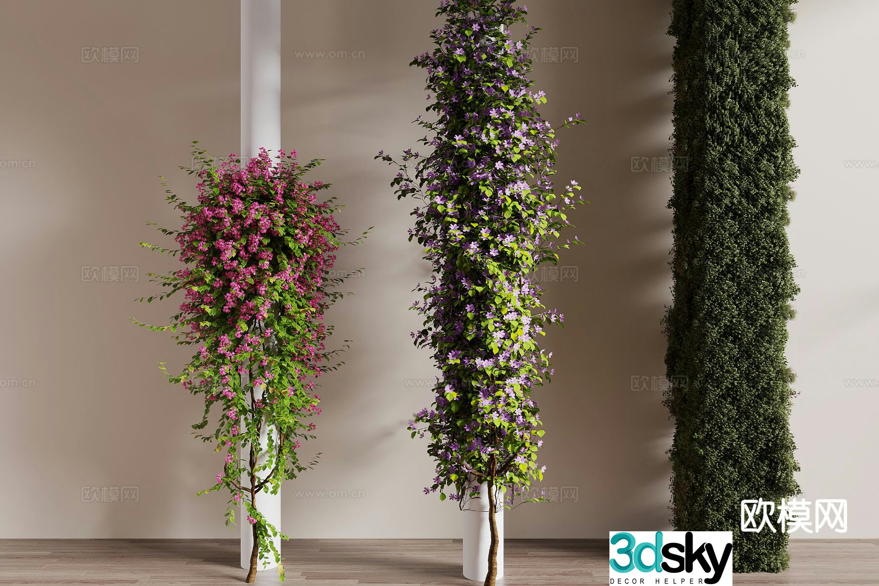 vine climbing ivy decorative column 3d model