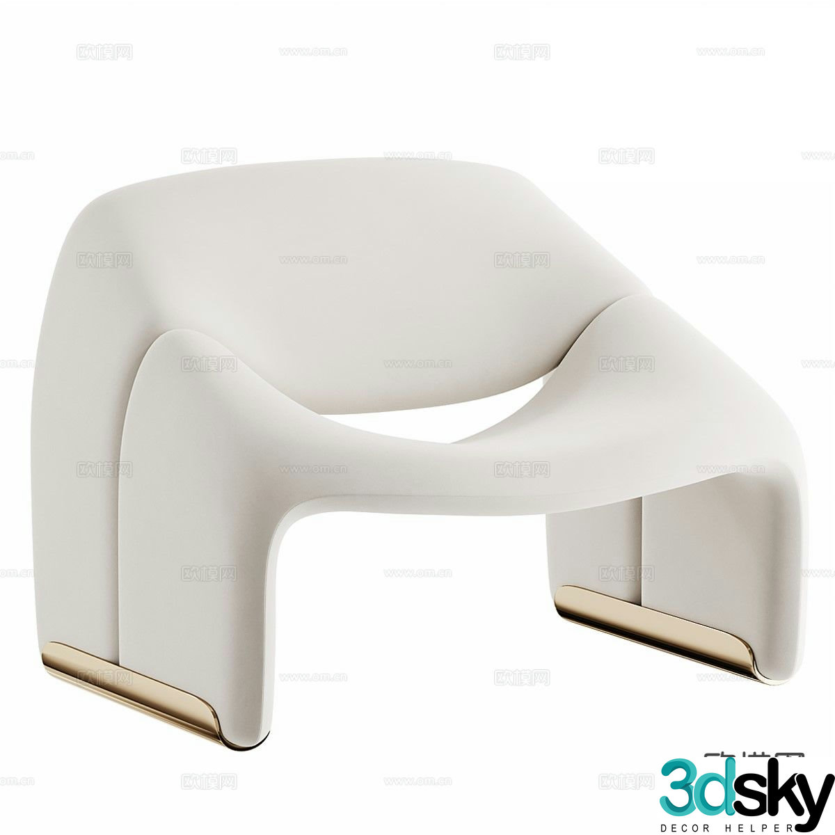 Artifort cream style sofa chair leisure chair 3d model