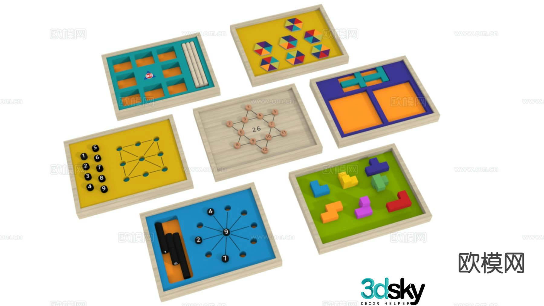 chessboard educational game thinking toy 3d model