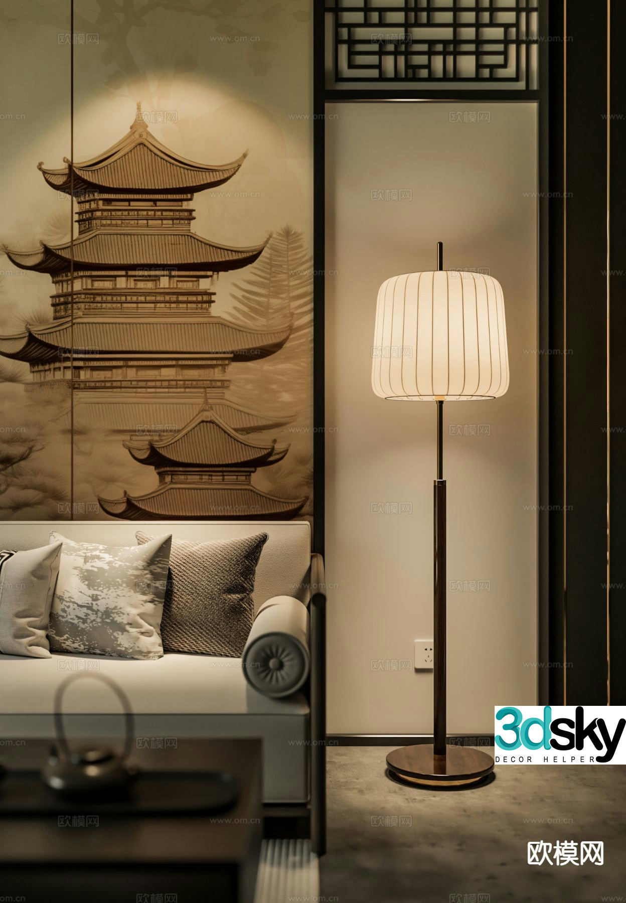 New Chinese style floor lamp 3d model