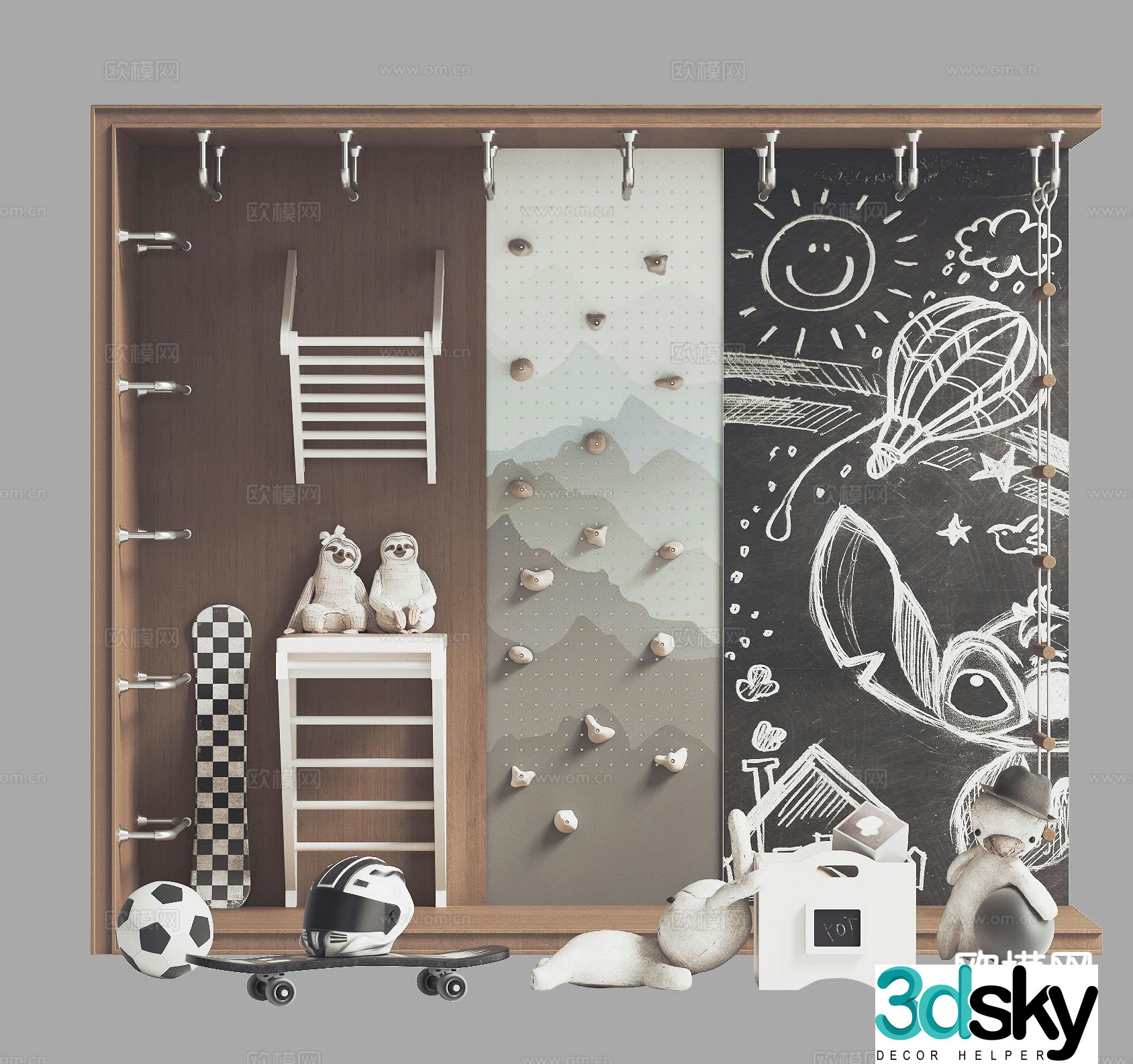 Children climbing rock climbing facility 3d model