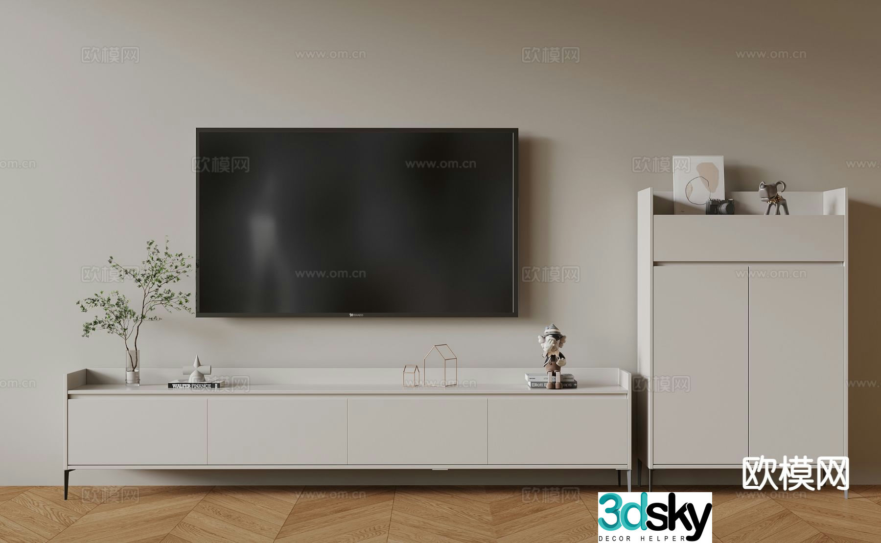 Modern TV cabinet side cabinet 3d model