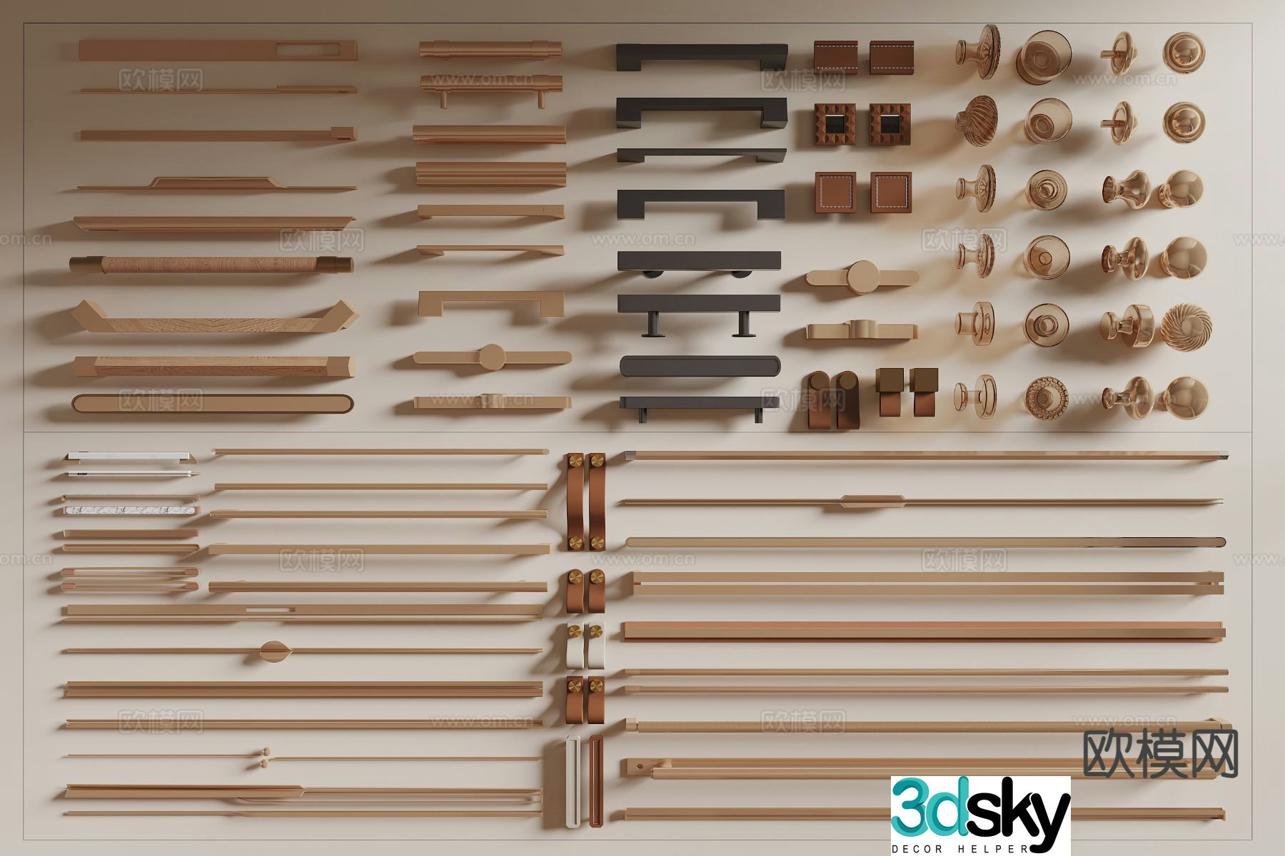 Modern door handle metal handle 3d model