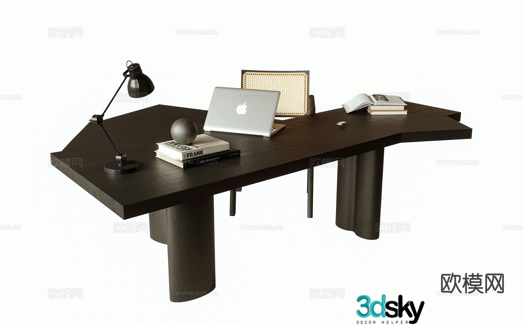 Medieval style desk computer desk 3d model