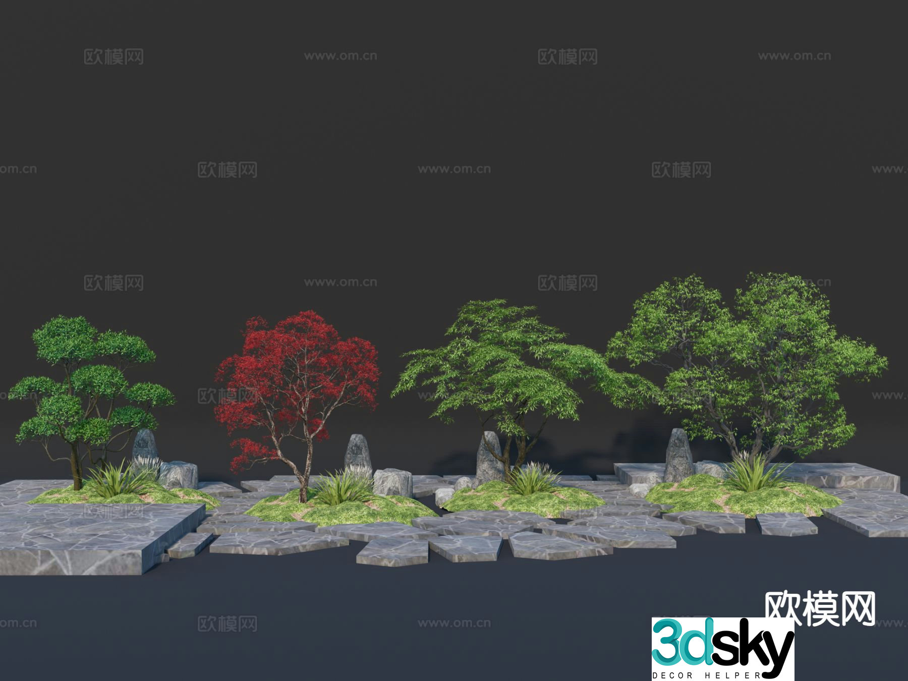 Modern pocket park municipal garden sketch 3D model
