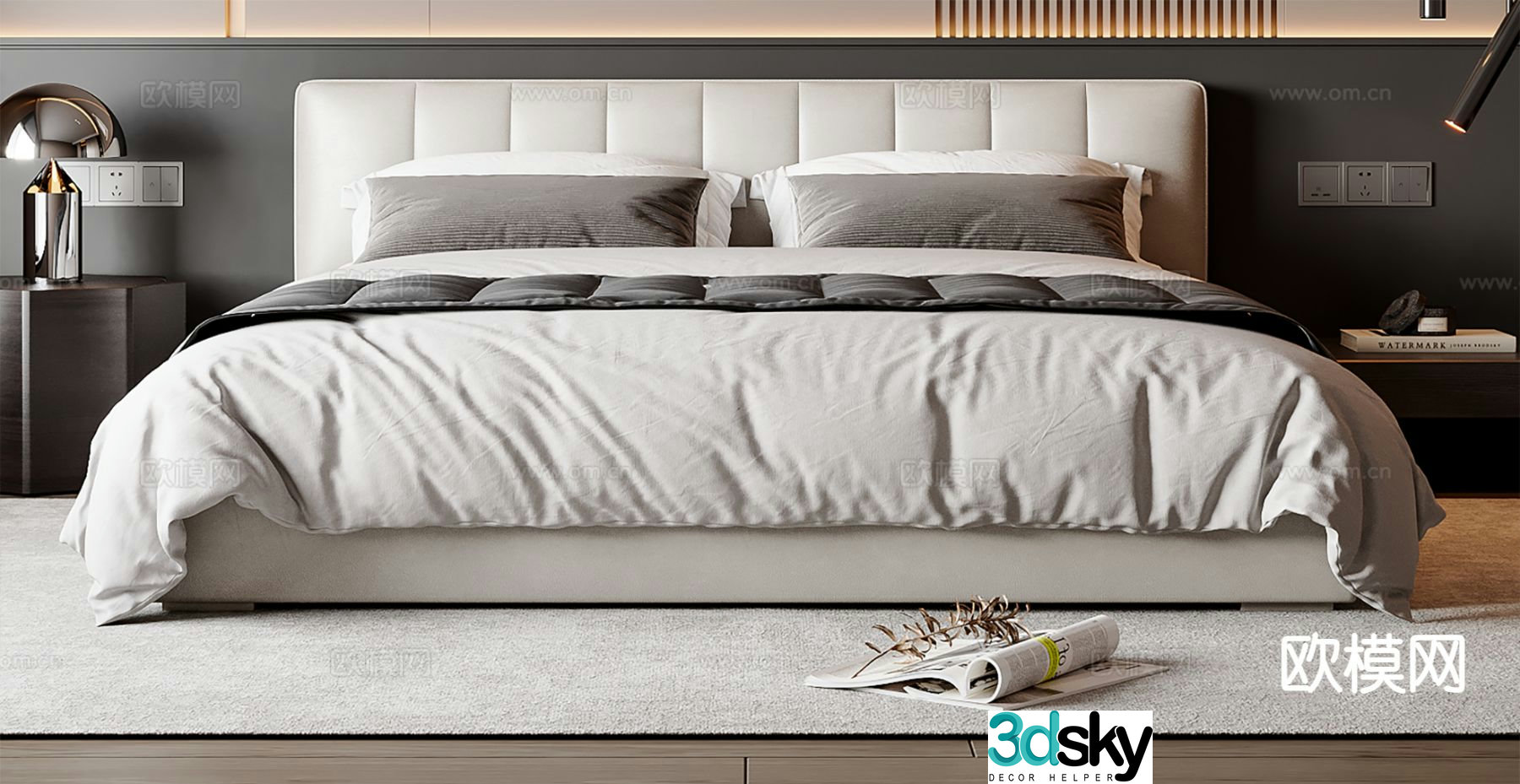 Italian double bed 3d model