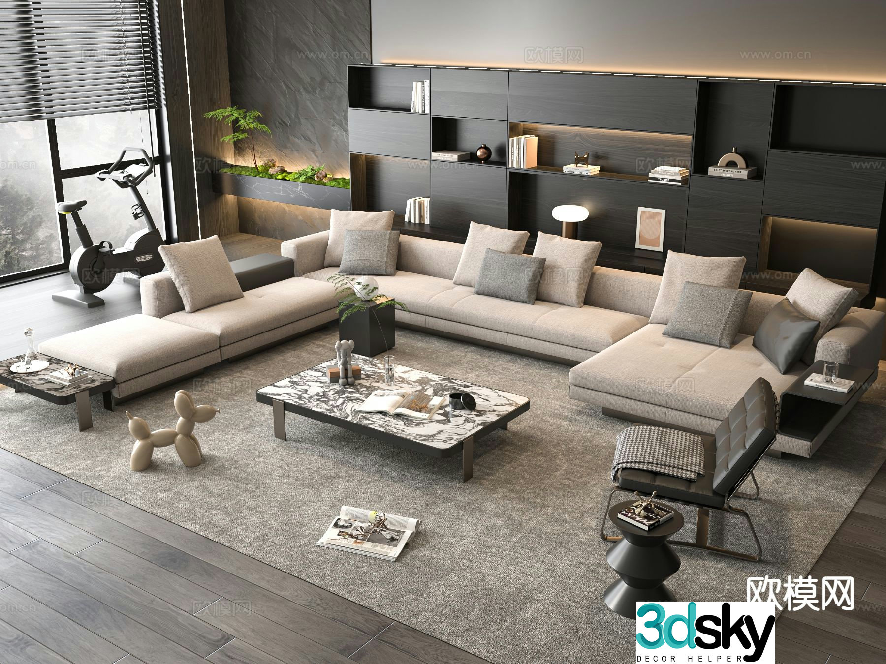 Italian sectional sofa 3d model