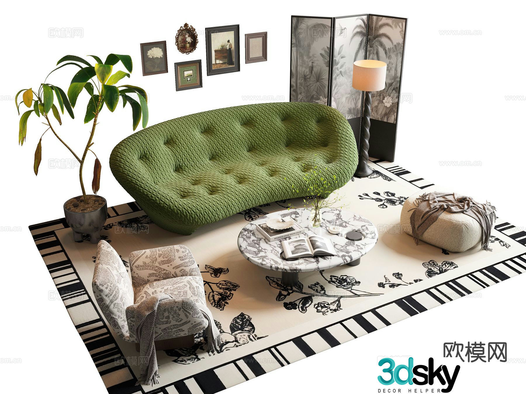 Medieval style sofa modular sofa 3d model