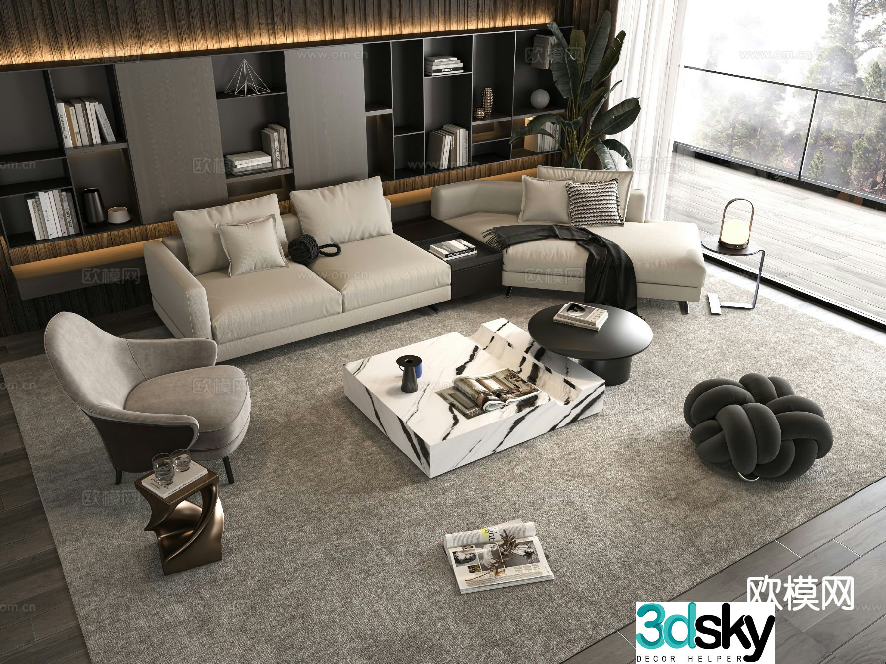 Italian sectional sofa 3d model
