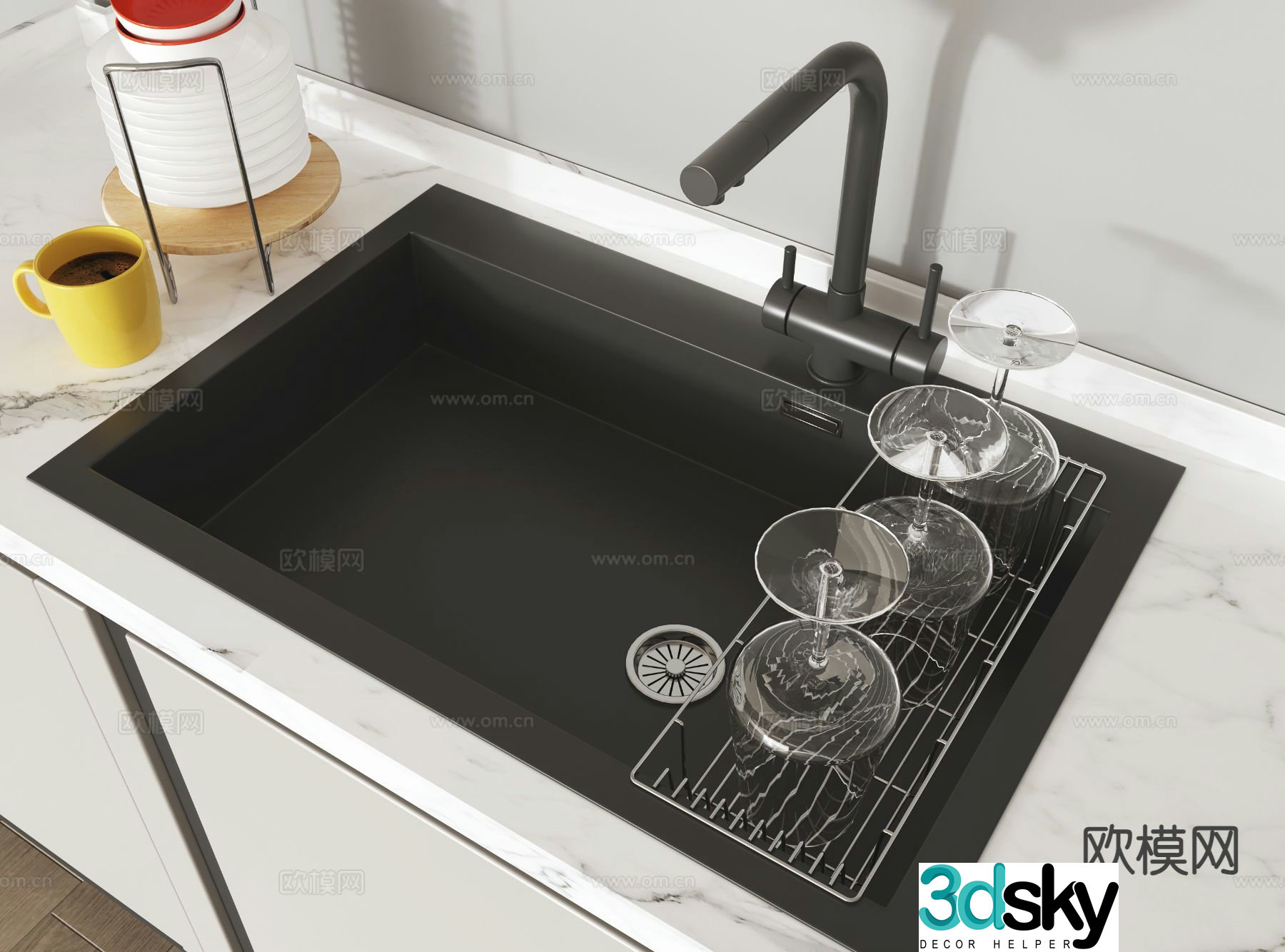Modern sink vegetable sink 3d model