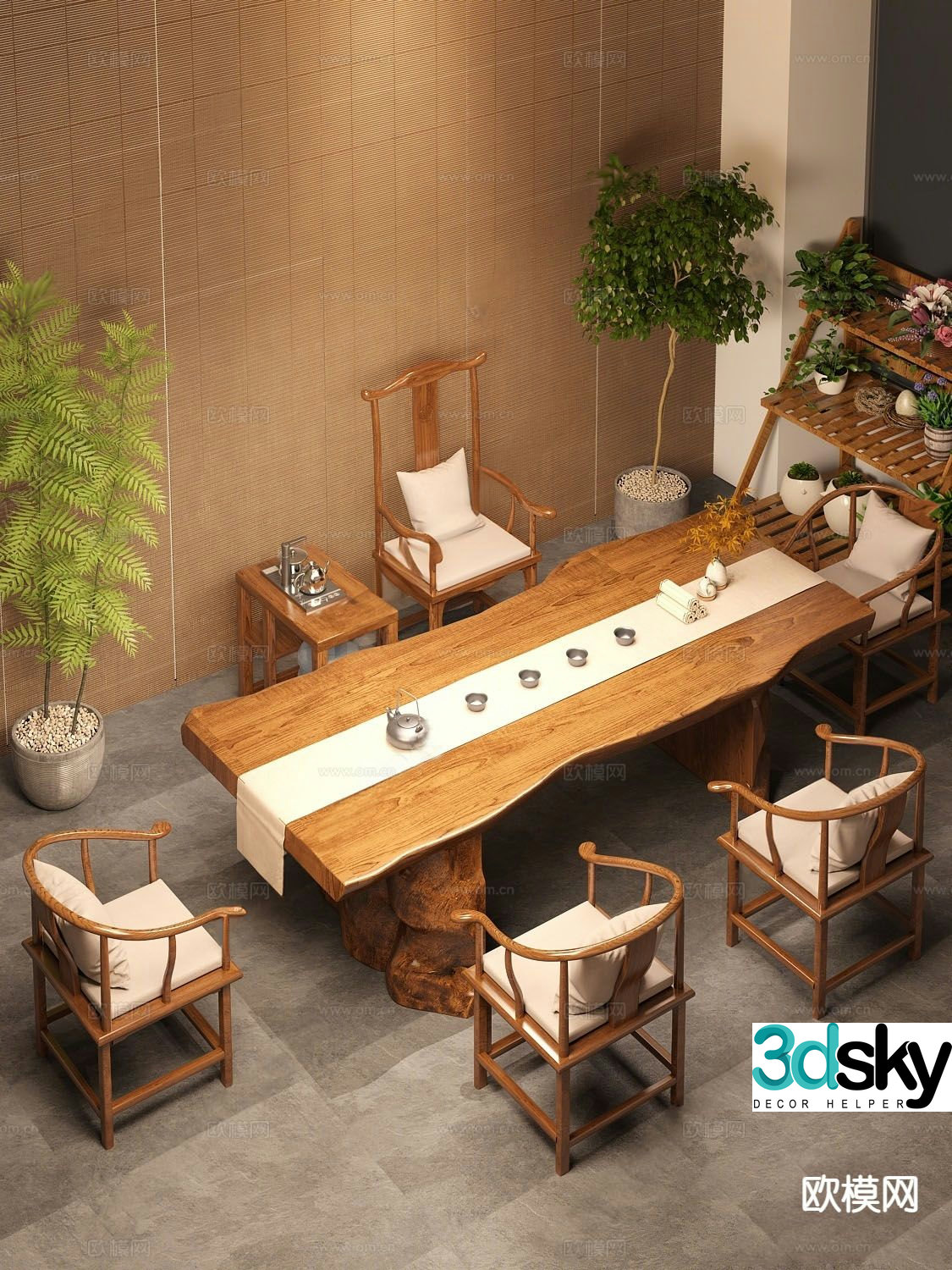 New Chinese style tea table tea table 3d model