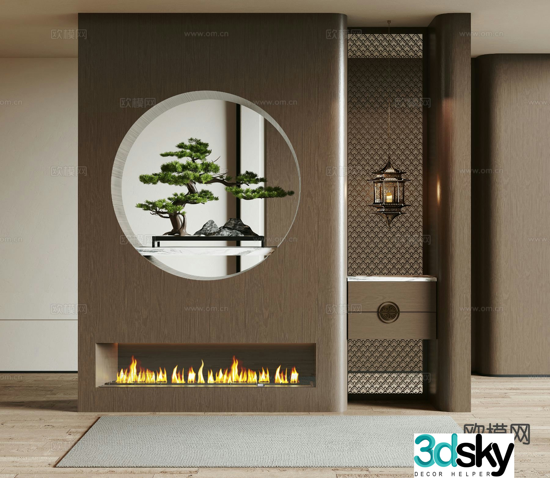 New Chinese style entrance partition 3D model