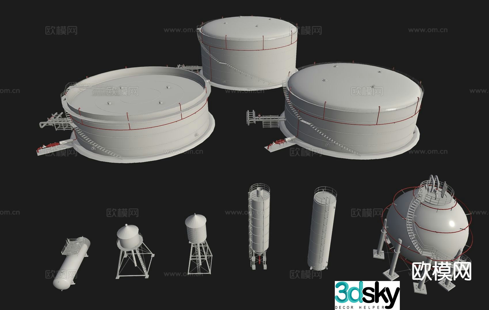 Industrial wind storage tank 3d model
