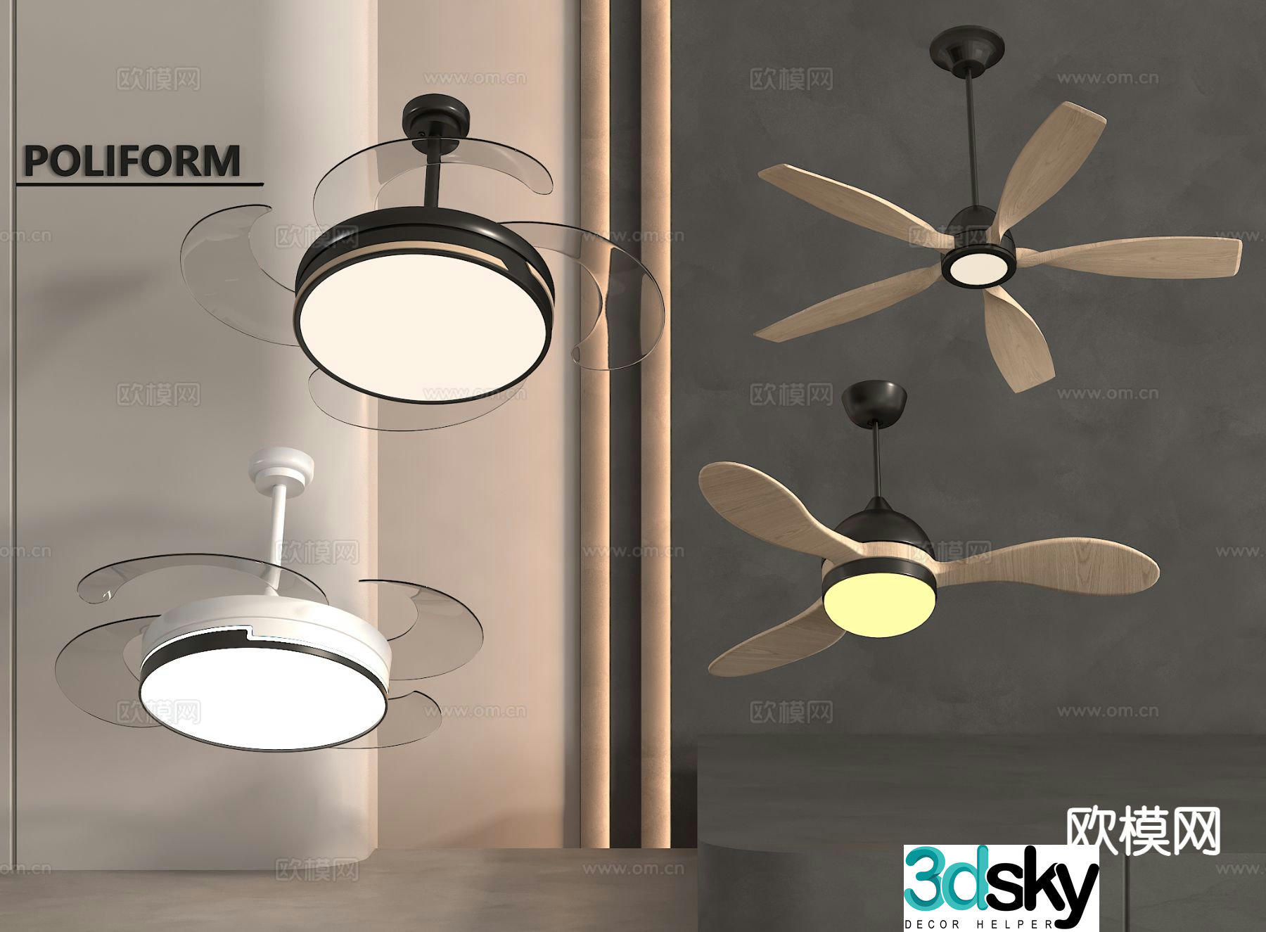 Modern fan light ceiling fan light 3d model
