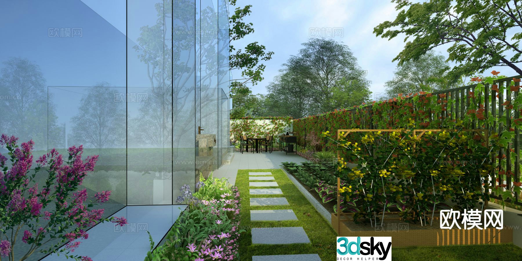 Courtyard landscape villa garden 3d model